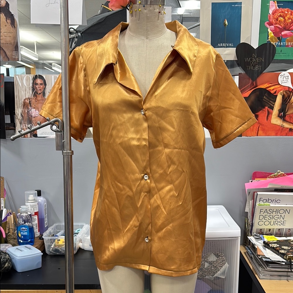 Gold Satin Women's Top